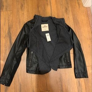 Hollister faux leather jacket with hood